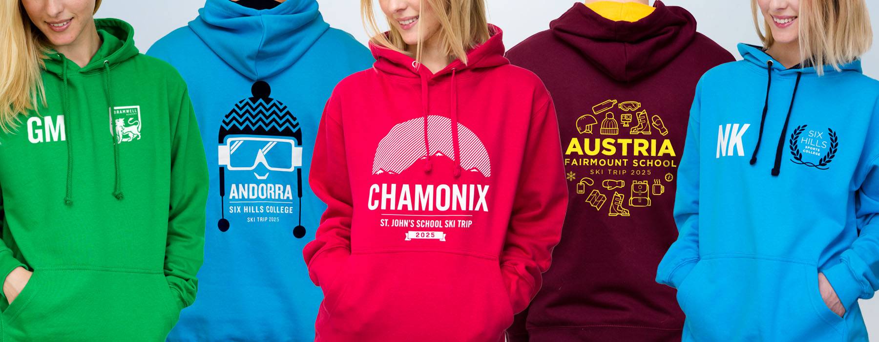 Ski trip hoodies for schools