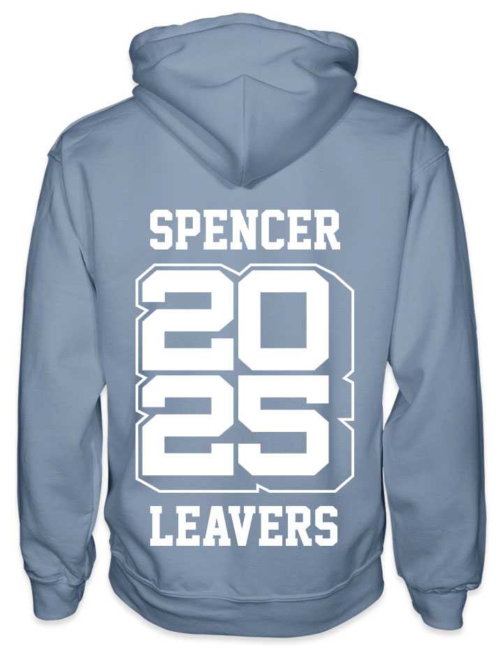 leavers hoodies list of names background design with a nickname printed across shoulders, names in a list, leavers printed at the bottom