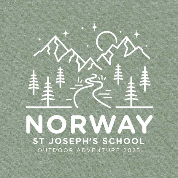 School trip hoodies design an illustrated outdoors mountain scene