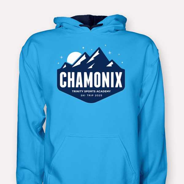 A ski trip hoodie design printed on the front of a hoodie