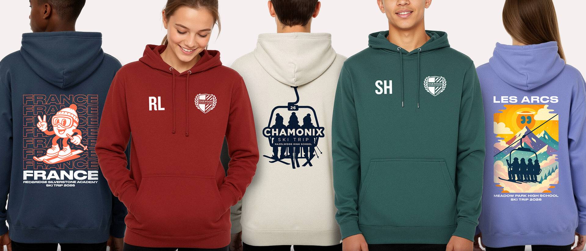 Ski trip hoodies for schools