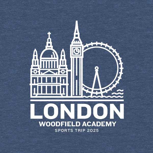 School trip hoodies design with an illustrated skyline of London