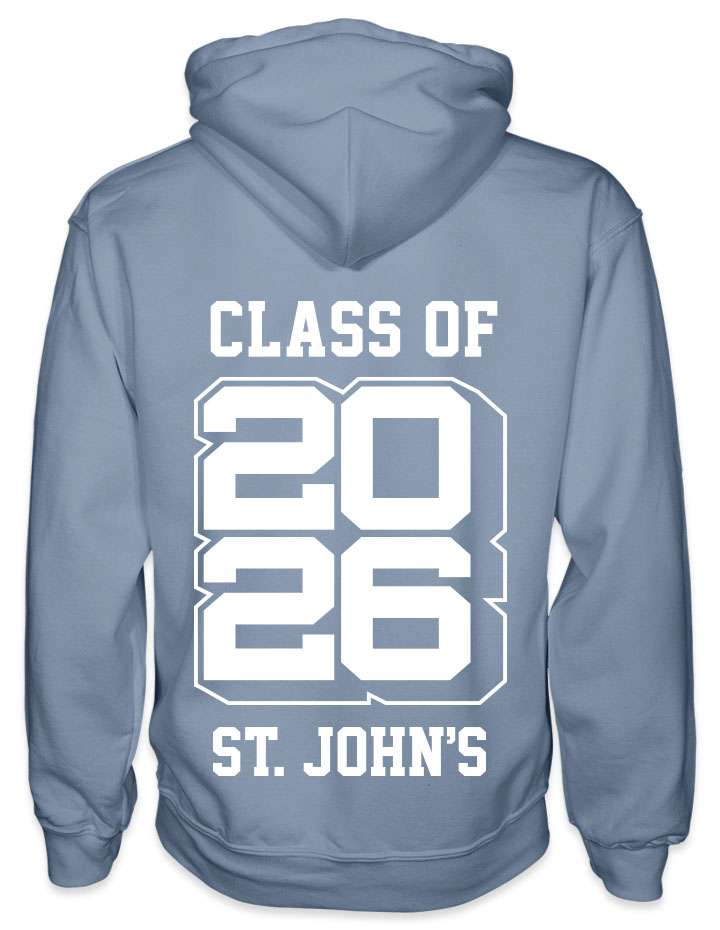 leavers hoodies list of names background design with class of printed across shoulders, names in a list, school name printed at the bottom
