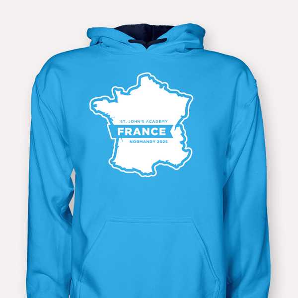 A school trip hoodie design printed on the front of a hoodie