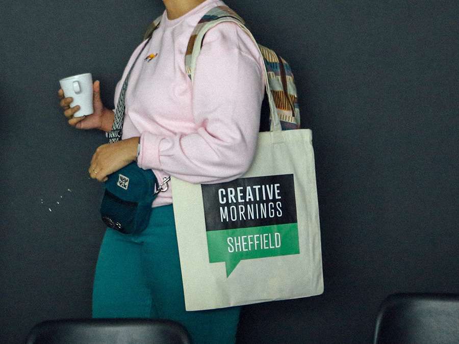 Printed totebags for Creative Mornings in Sheffield