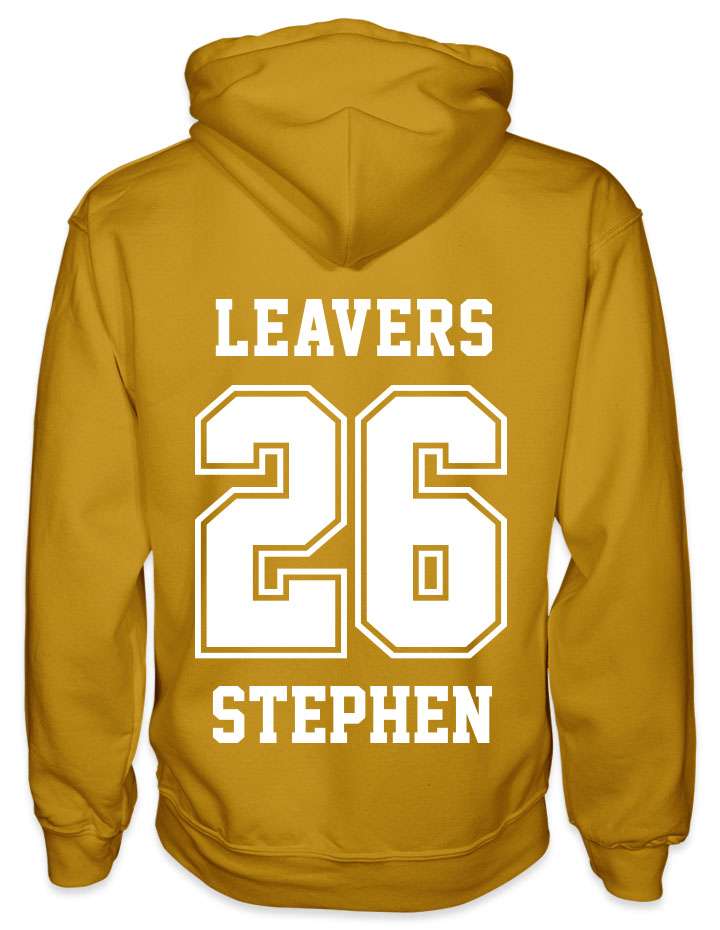 leavers hoodies solid 26 design with leavers printed across shoulders, solid 26, nickname printed at the bottom